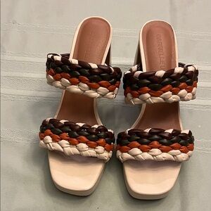 GABRIELLE UNION Stylish Braided Sandals in Cream and Brown SIZE 8
